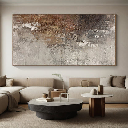 Hand-Painted Brown & Gray Textured Abstract, Acrylic Modern Art Painting HS311