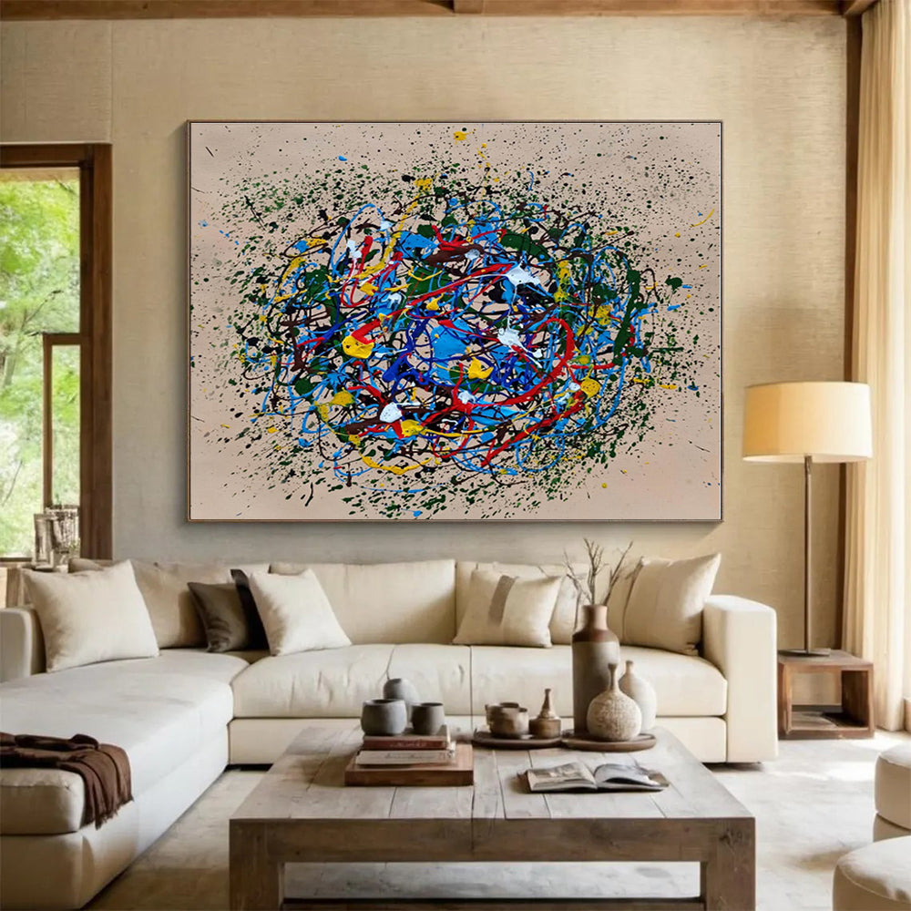Large Size Multicolor Abstract Splatter Painting WB085