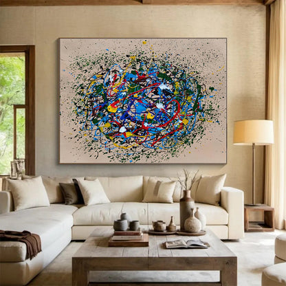 Large Size Multicolor Abstract Splatter Painting WB085