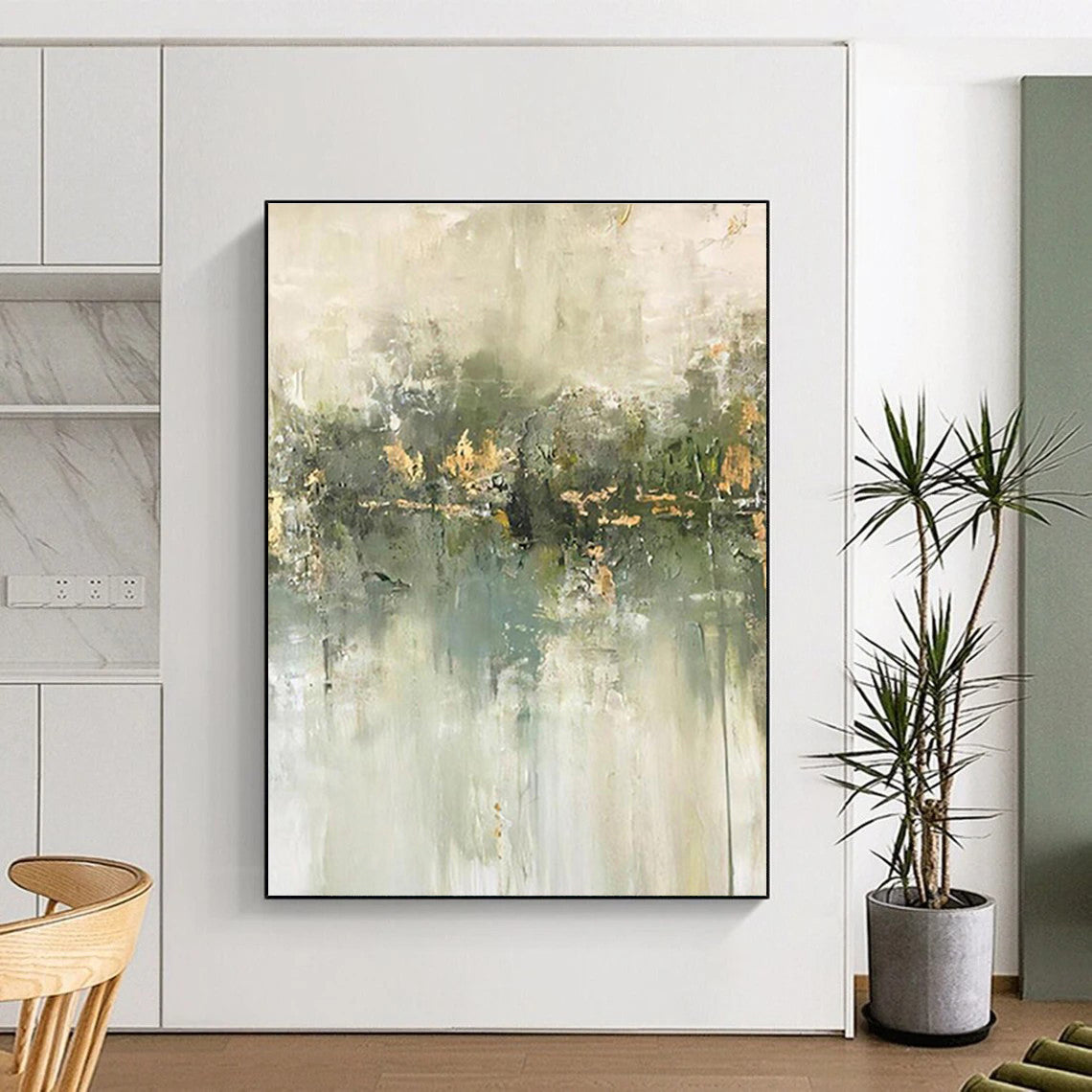 Unique Abstract Art Gray & Gold Textured Abstract, Large Contemporary Wall Art HS443