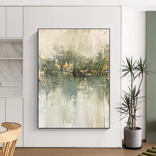 Unique Abstract Art Gray & Gold Textured Abstract, Large Contemporary Wall Art HS443
