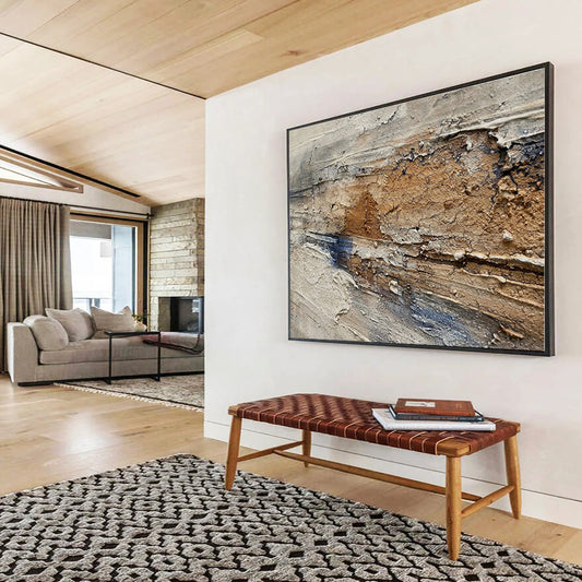 Brown, Beige, Gray Abstract Textured Acrylic Painting WB027