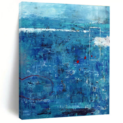 Hand Painted Art Blue and Red Textured Abstract Painting On Canvas HS824