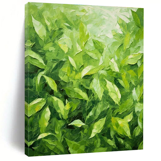Hand-Painted Green Leafy Abstract, Acrylic Modern Art Painting HS341