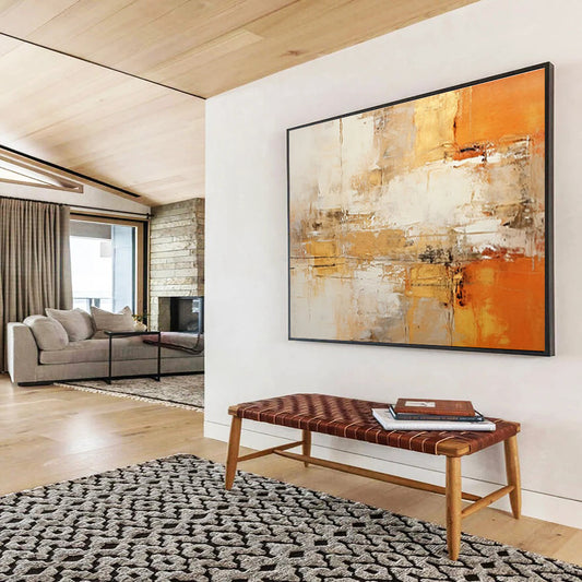 Oversized Canvas Art Multicolor Abstract Golden and Orange Painting WB210