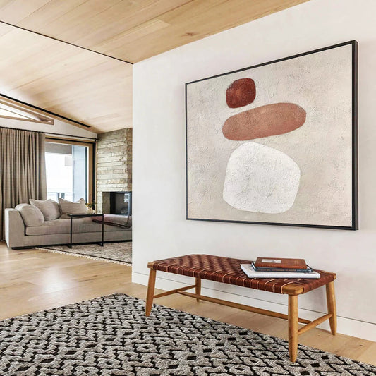 Big Size Brown, Beige and White Abstract Minimalist Painting WB119