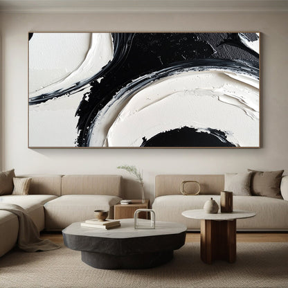 Modern Art Absract Black and White Abstract Textured Painting For Sale HS127