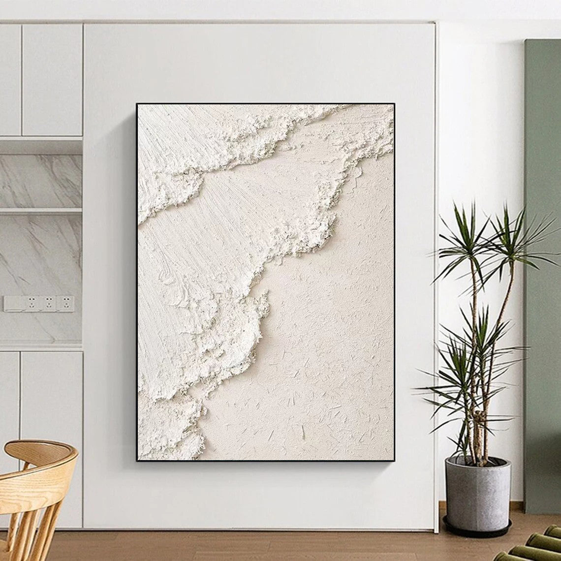 Big Painting White Abstract Textured Painting For Sale HS077