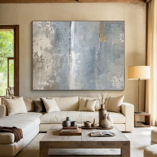 Hand Painted Art Gray and Beige Textured Abstract Painting On Canvas HS817