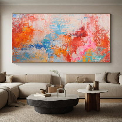 Handmade Art Multicolor Textured Abstract, Large Painting In Living Room HS284