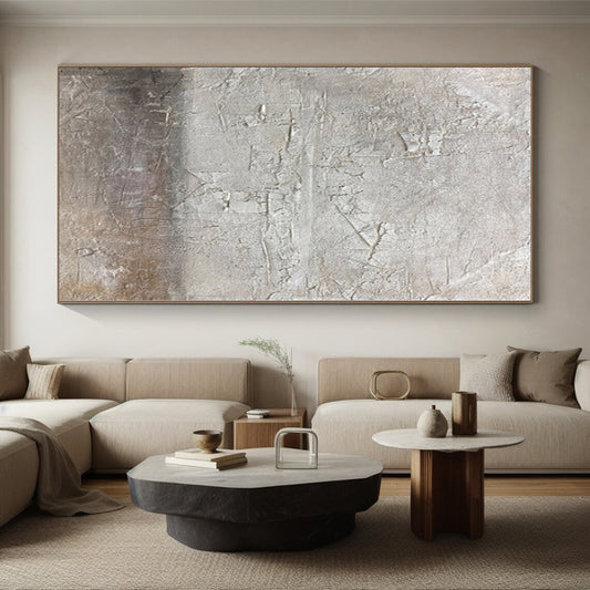 Unique Abstract Paintings Gray and Beige Abstract Textured Painting For Sale HS076