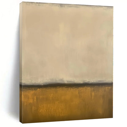 Hand-Painted Beige and Gold Abstract Minimalist Painting For Sale HS053
