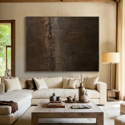 Handmade Art Brown Textured Abstract, Minimalist Canvas Art HS314