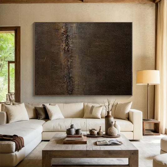 Handmade Art Brown Textured Abstract, Minimalist Canvas Art HS314