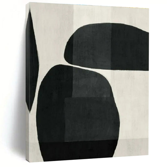 Large Contemporary Wall Art Black and White Geometric Abstract Painting On Canvas HS779