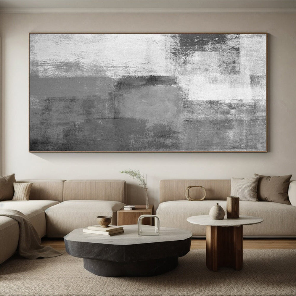 Gaint Canvas Art Gray Textured Abstract, Oversized Abstract Wall Art HS429