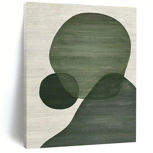 Minimalist Canvas Art Hand Painted Art with Green Geometric Shapes - Modern Art Acrylic HS513