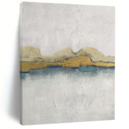 White, Gold, and Blue Textured Mountain Abstract Painting For Sale Online WS468