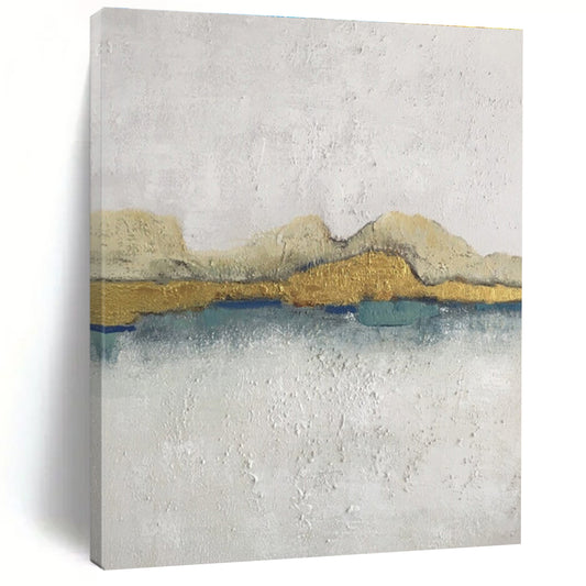 White, Gold, and Blue Textured Mountain Abstract Painting For Sale Online WS468
