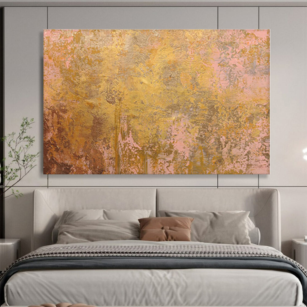 Gold, Pink, Brown Abstract Textured Acrylic Painting WB019