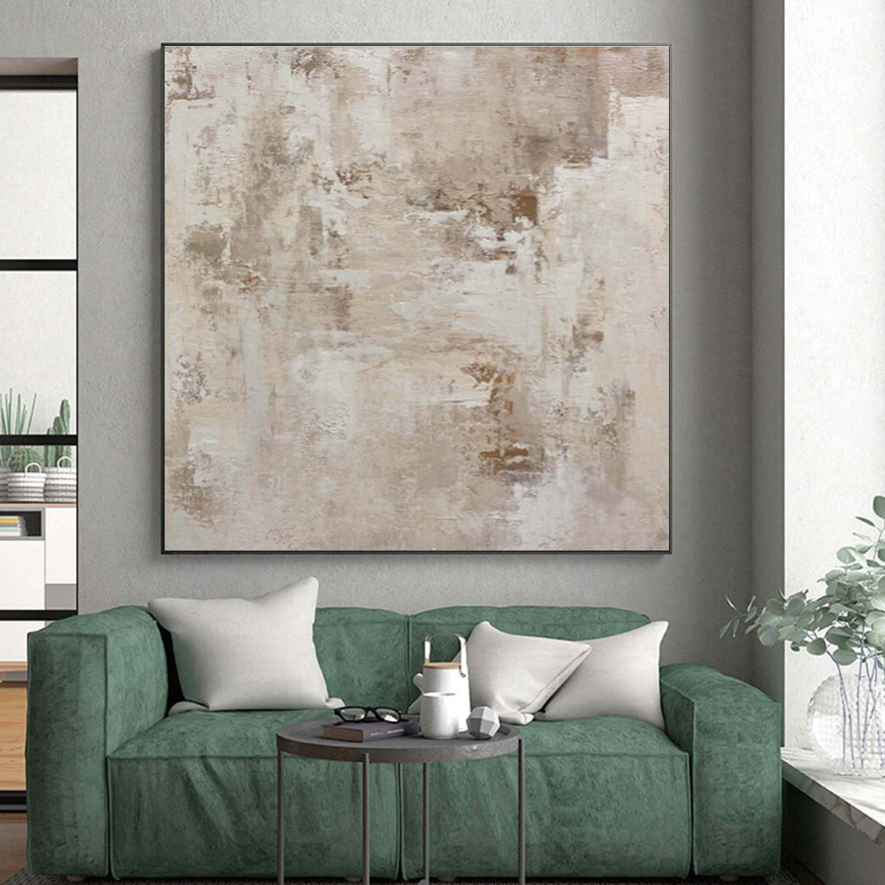 Handmade Art Beige & Gray Textured Abstract, Minimalist Canvas Art HS329