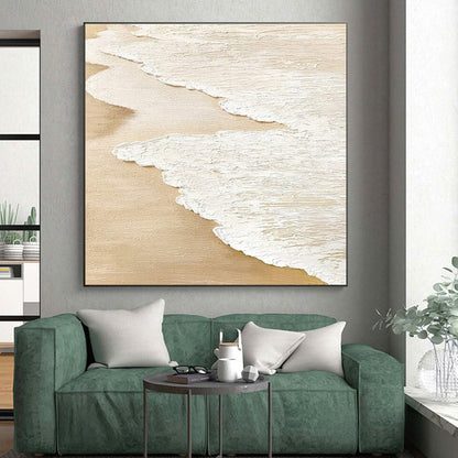 Handmade Art Beige and White Textured Abstract Landscape HS679