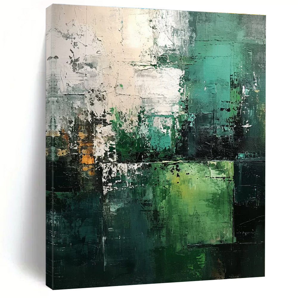 Hand-Painted Teal & Gray Abstract Art, Large Size Modern Art Acrylic  HS208