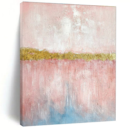 Pink, Gold, and Blue Abstract Color Block Painting For Sale WS507