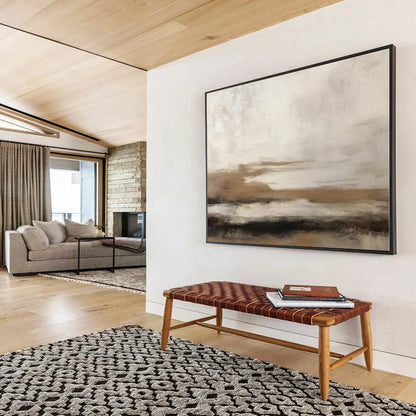 Huge Size Beige, Brown and White Abstract Landscape Painting WB088