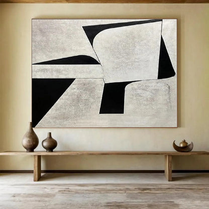 Huge Size Black and Gray Abstract Geometric Painting WB117