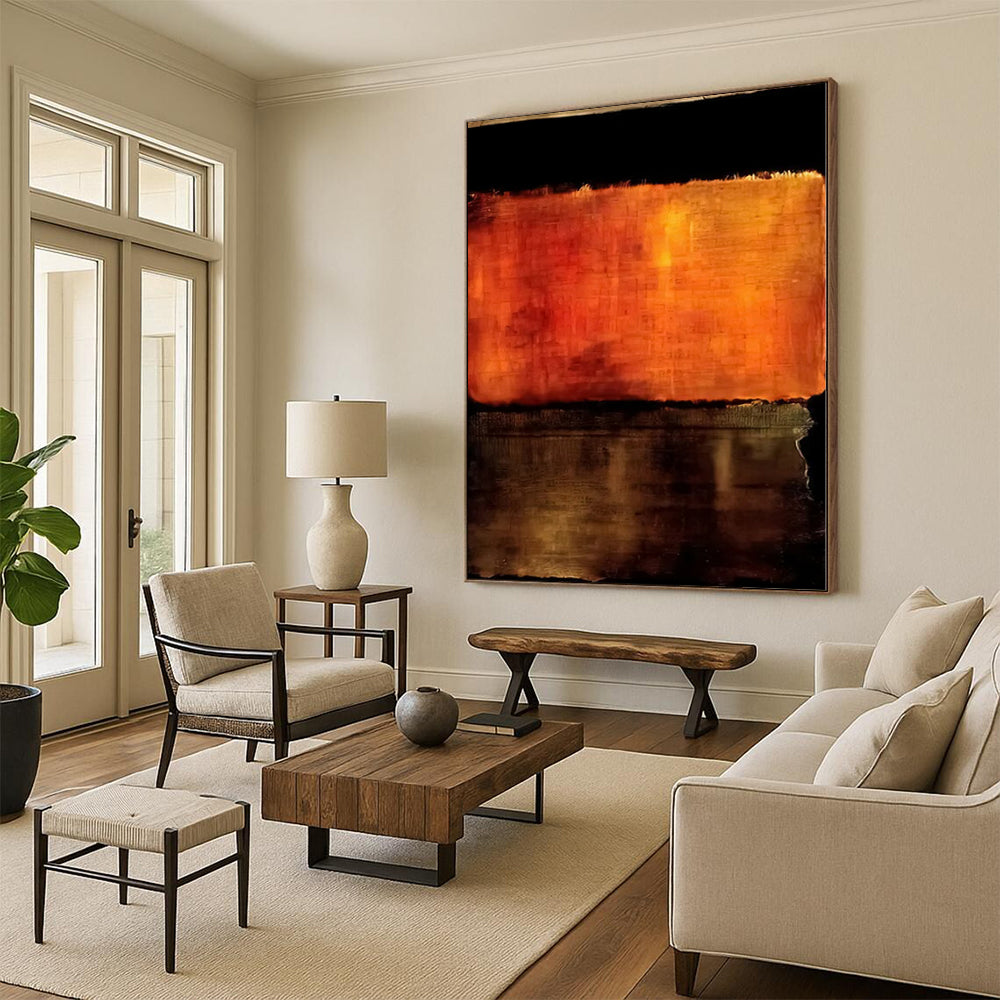Gaint Canvas Art Orange and Brown Abstract Textured Painting For Sale HS104