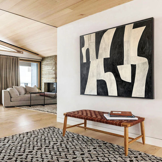 Huge Size Black and White Geometric Abstract Art WB244