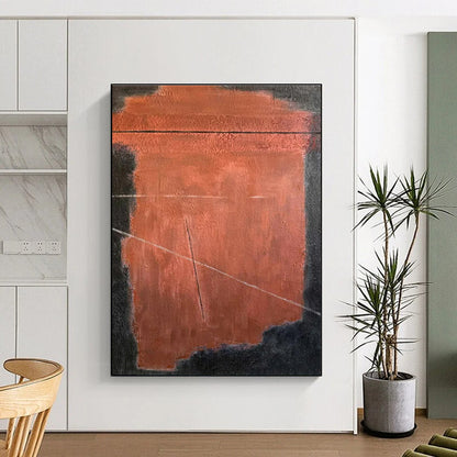 Hand Painted Art Rust and Black Textured Abstract Art HS750