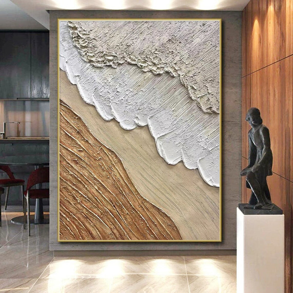 Beige and Brown Textured Abstract Painting HS569