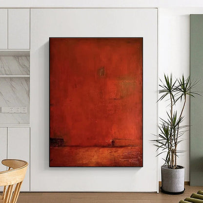 Hand-Painted Rich Red Textured Abstract Art, Large Size Acrylic Modern Art Paintings HS545
