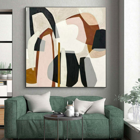 Hand Painted Art Multicolor Geometric Shapes Abstract Art, Acrylic Modern Art Paintings HS551