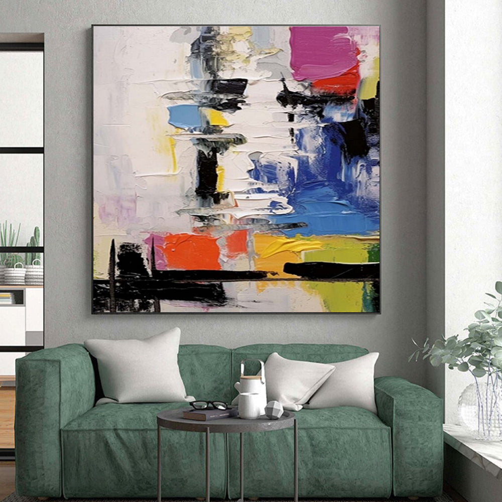 Large Painting In Living Room Colorful Textured Abstract Art, Modern Art Acrylic HS559