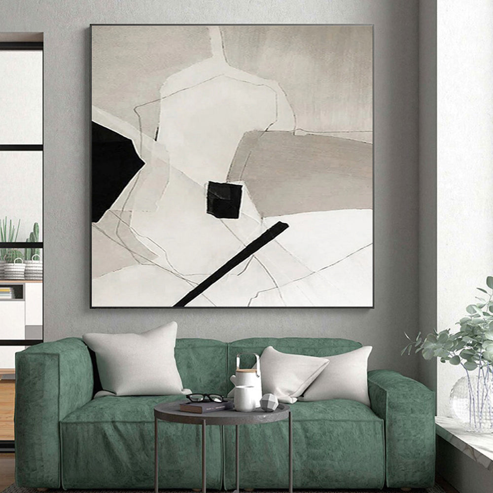 Hand Painting with Teal, Beige and Pink Colors, Abstract Beach Theme HS494