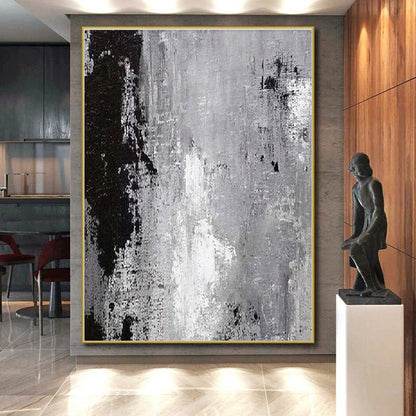 Cool Abstract Paintings Gray and Black Textured Abstract Art HS705