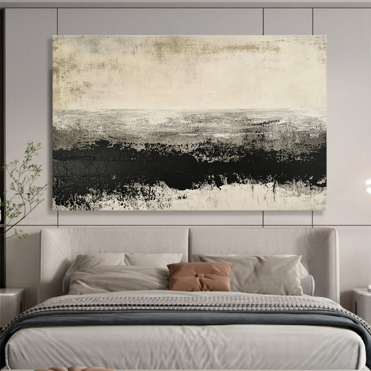 Horizontal Gray Textured Landscape Abstract Painting WB259