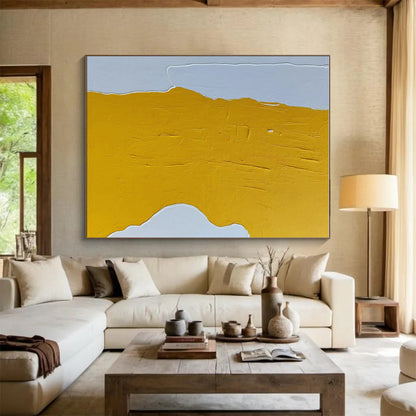 Hand-Painted Yellow & Gray Textured Abstract, Acrylic Modern Art Painting HS261