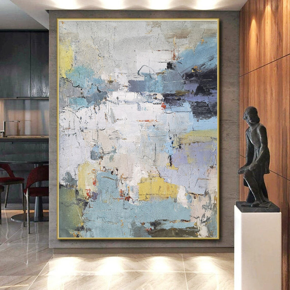 Unique Abstract Art Multicolor Textured Abstract, Large Contemporary Wall Art HS262