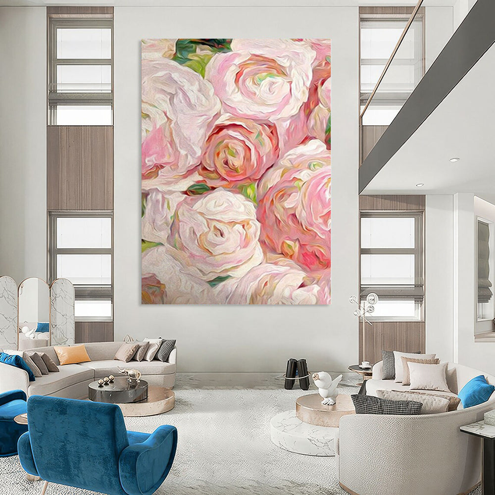 Pink, White Abstract Floral Art For Bedroom and Dining Room WS419