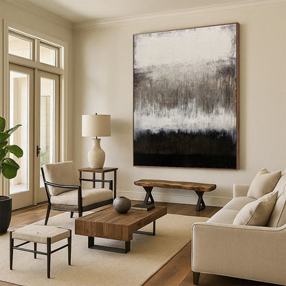 Oversized Abstract Wall Art Gray and Black Textured Abstract Art HS699