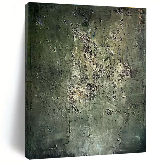 Handmade Art Unique Abstract Art with Green, Gray, White Textured Details - Acrylic Modern Art Painting HS534