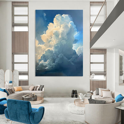 Blue, White Abstract Cloudscape Art For Bedroom and Living Room WS442