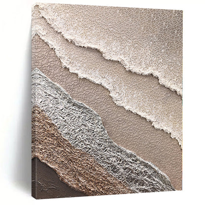 Hand-Painted Beige, Gray, and Brown Textured Layered Abstract Painting For Sale HS009
