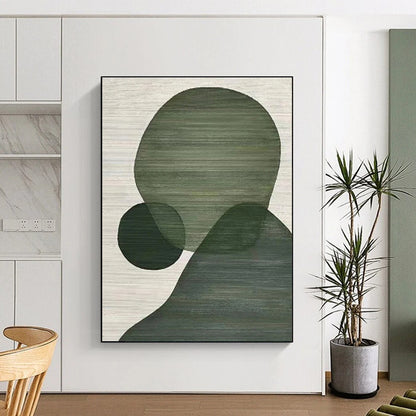 Gaint Canvas Art Green Geometric Abstract, Oversized Abstract Wall Art HS334