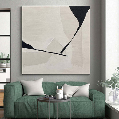 Unique Abstract Art Black and White Geometric Abstract Painting On Canvas HS795