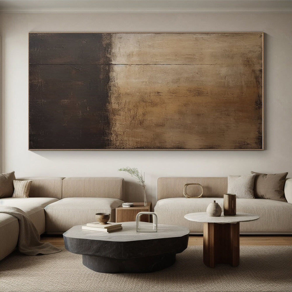 Hand Painted Art Brown and Black Textured Abstract Art HS761